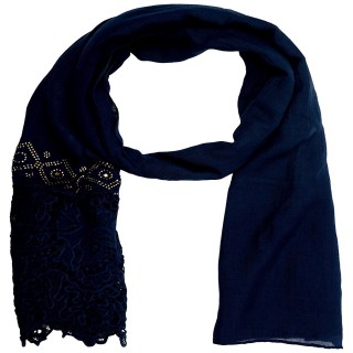 Half Net Diamond Stole- Navy Blue